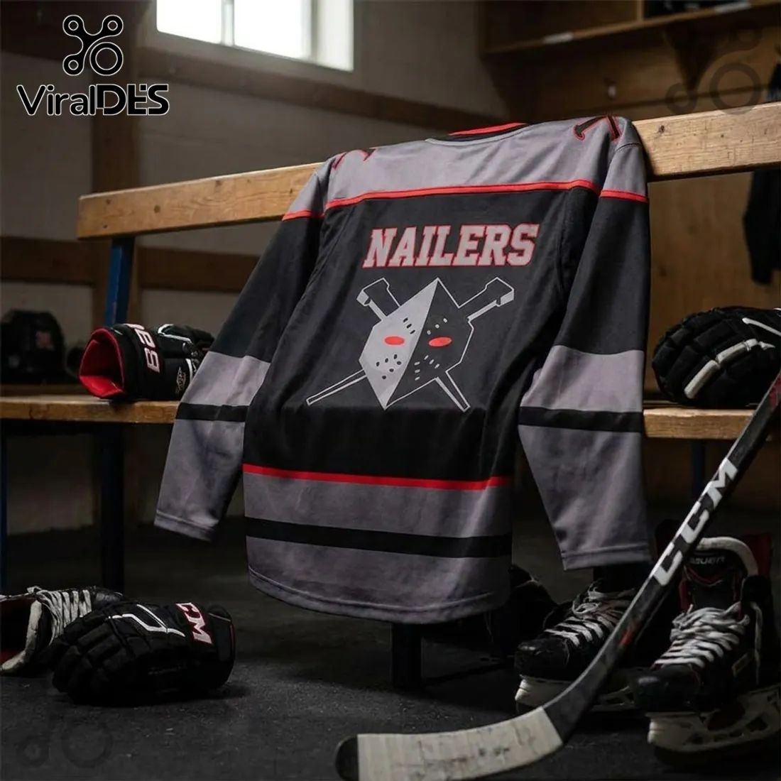 Wheeling Nailers ECHL Black Grey Alternate Hockey Jersey