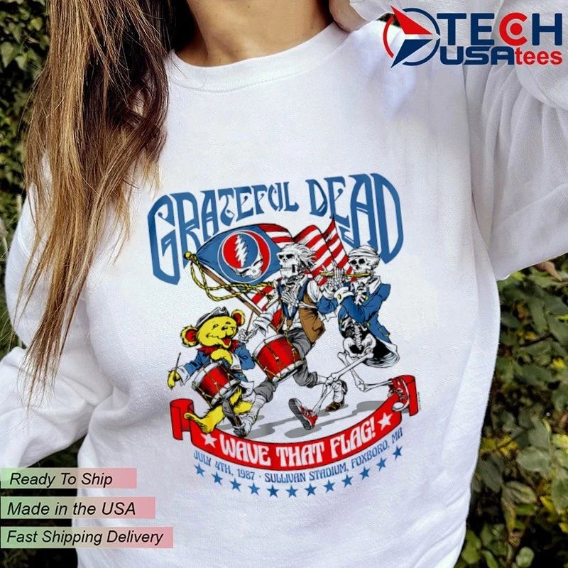 Uncle Sam Grateful Dead 4th Of July wave that flag shirt