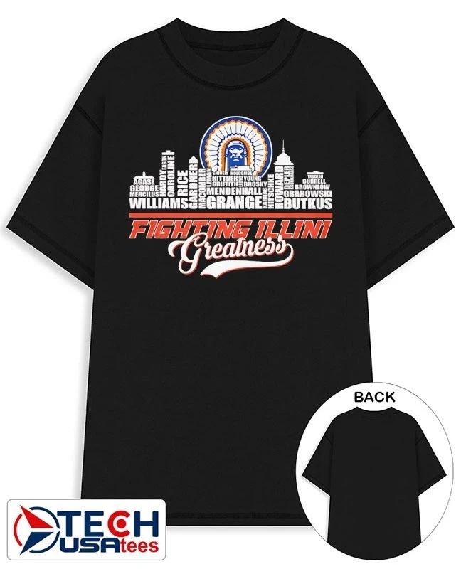 Illinois Fighting Illini Greatness 2026 players name skyline shirt