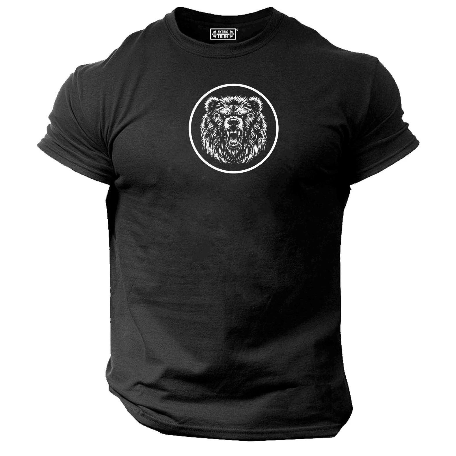 Bear T Shirt Gym Clothing Bodybuilding Training Workout Exercise Boxing MMA Top