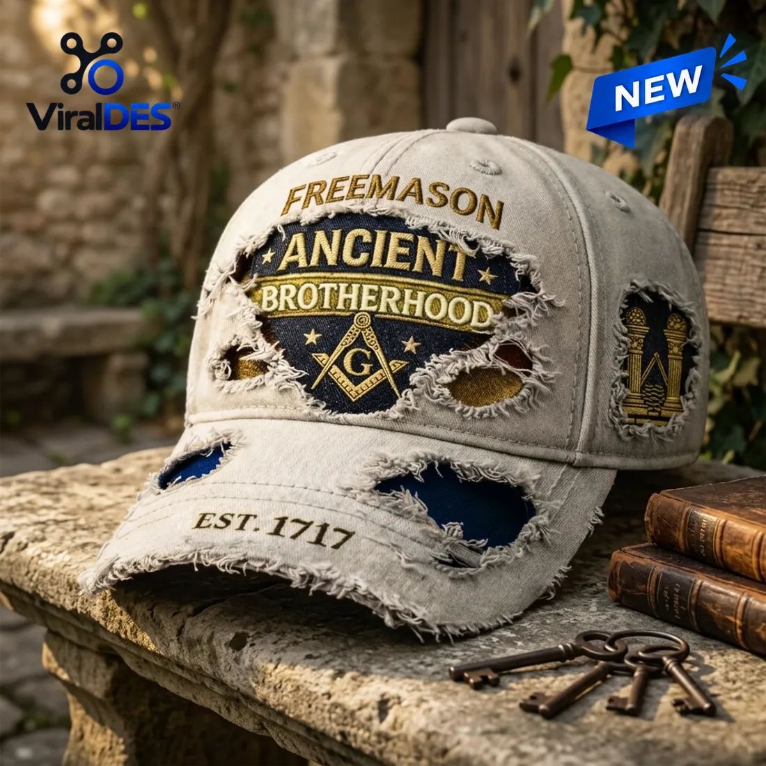 Freemason Ancient Brotherhood Distressed Baseball Cap