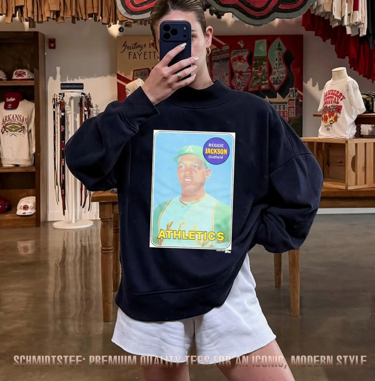 Reggie Jackson Athletics 1969 Topps Baseball signature card shirt