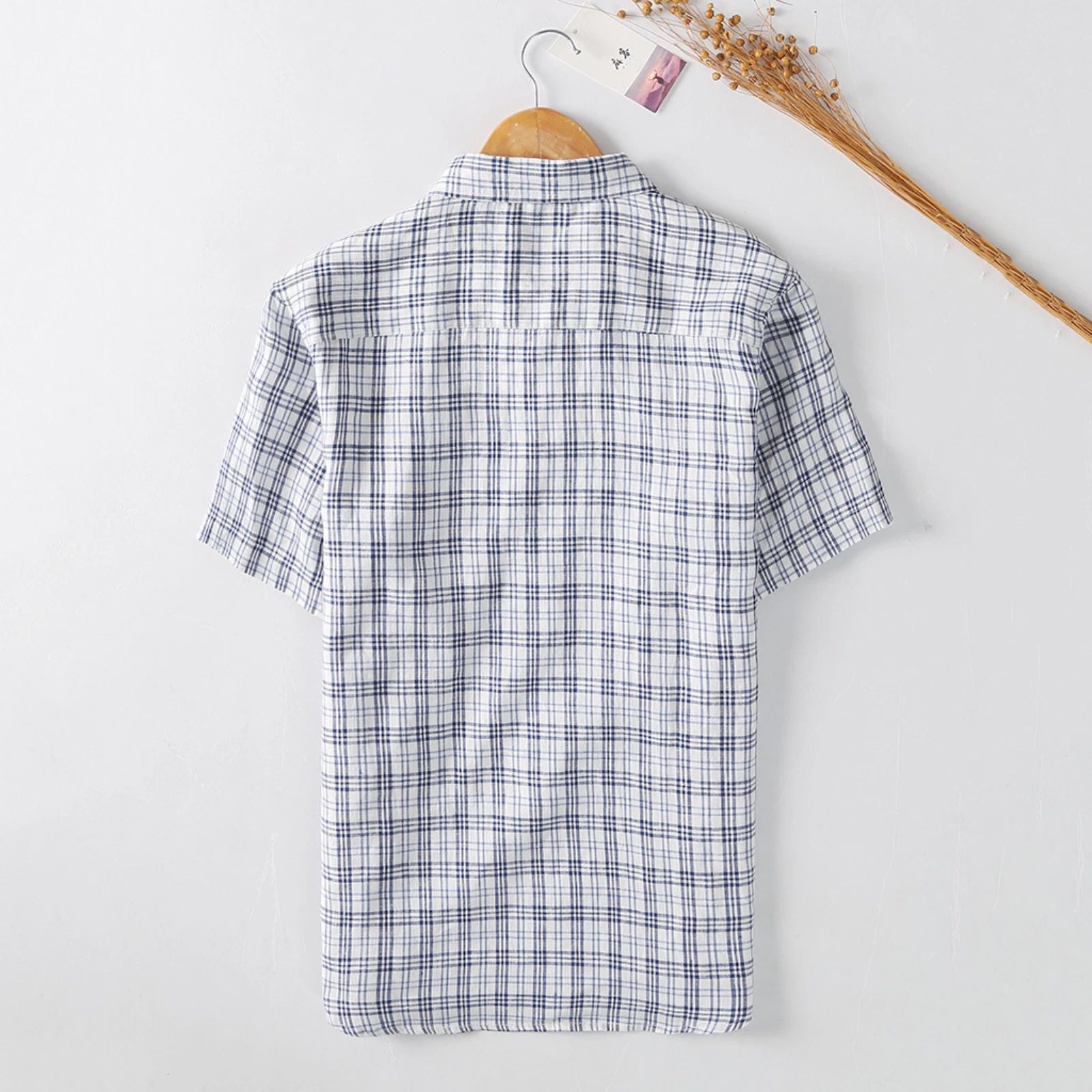 Men’s Lightweight Plaid Short Sleeve Button Shirt Casual