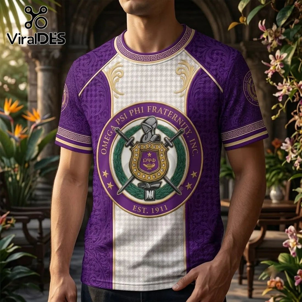Omega Psi Phi Fraternity Purple Crest T-Shirt