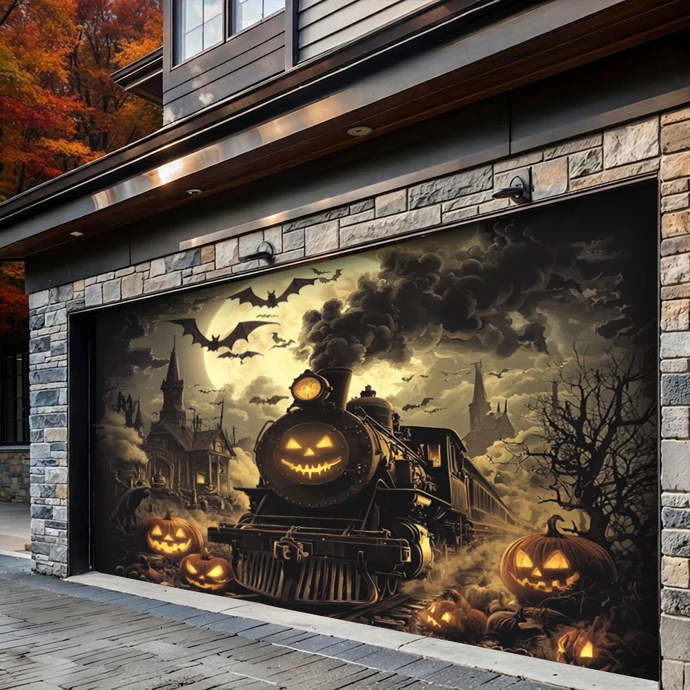 Pumpkin Express Halloween Garage Door Banner