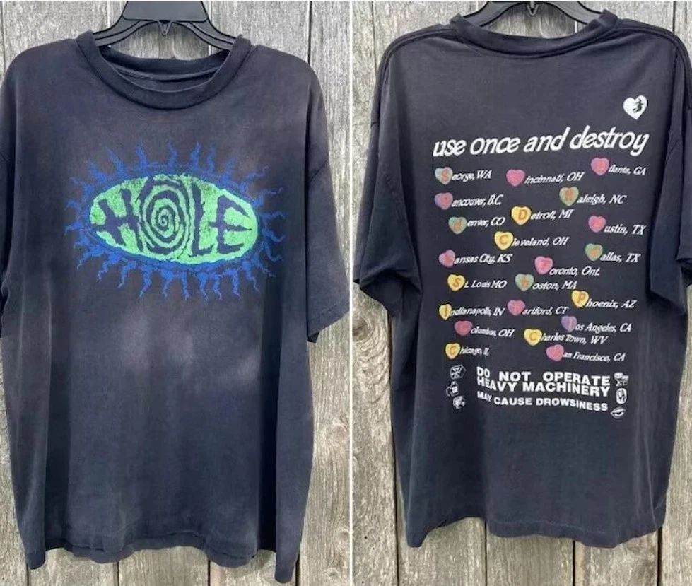 Hole Band 1994 Concert Tour 2 Sided Unisex Short Sleeve T shirt - Black Gift for