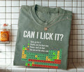 Can I Lick It Funny Science T-Shirt Periodic Table Humor Nerd Geek Chemistry Tee