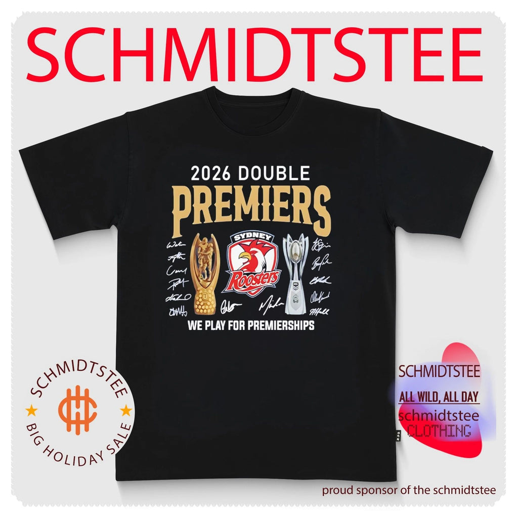 Sydney Roosters 2026 Double Premiers Rugby League we play for premierships shirt