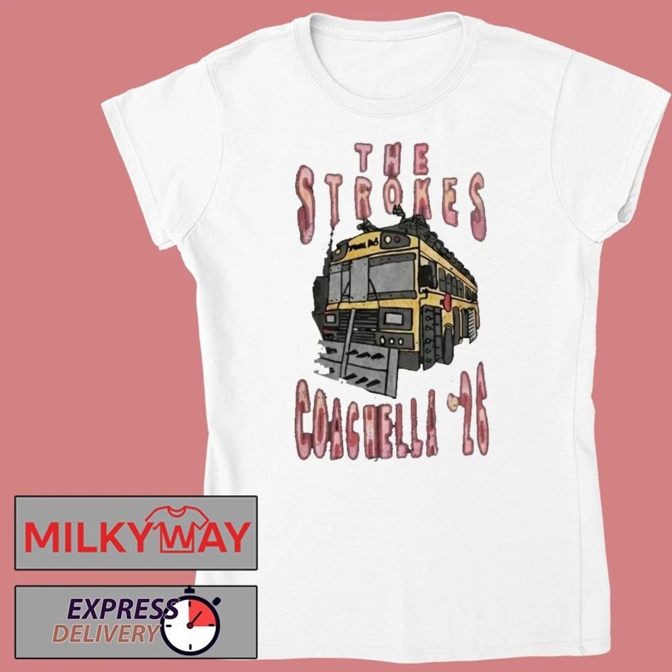 The Strokes Coachella 2026 Indio California Merch Vintage Bus Art T-Shirt