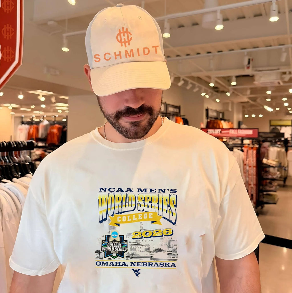 West Virginia Baseball 2026 Men’s College World Series skyline shirt
