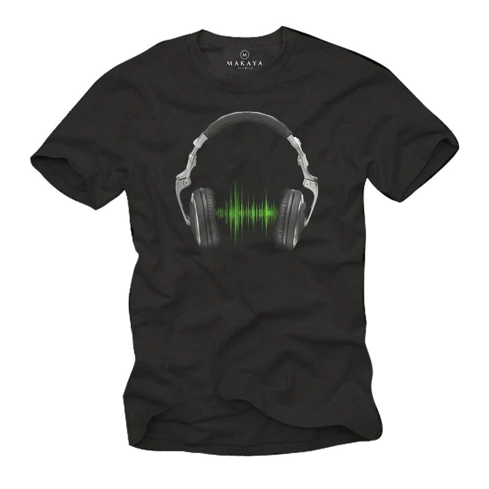 Electro House Music DJ Men's T-Shirt with Headphones - Men's Equalizer Shirt