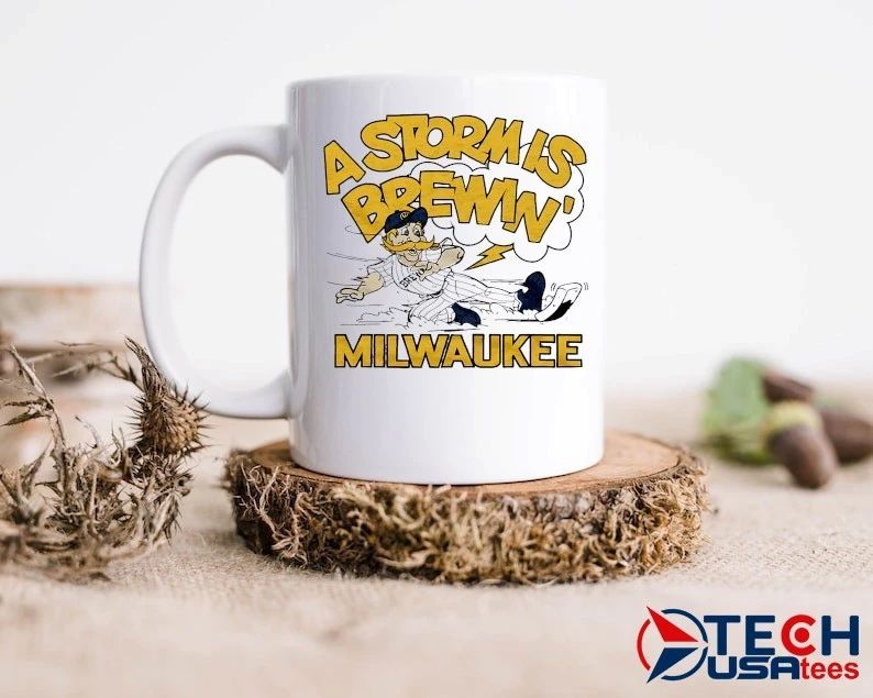 Milwaukee Brewers Bernie Brewer a storm is Brewin’ mascot shirt by homage