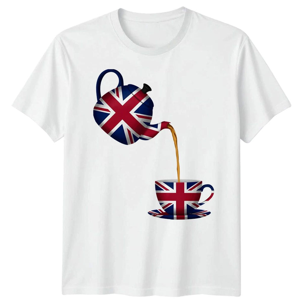 Union Jack T-Shirt Great Britain Tea Pot UK Flag England Tee For Adults & Kids