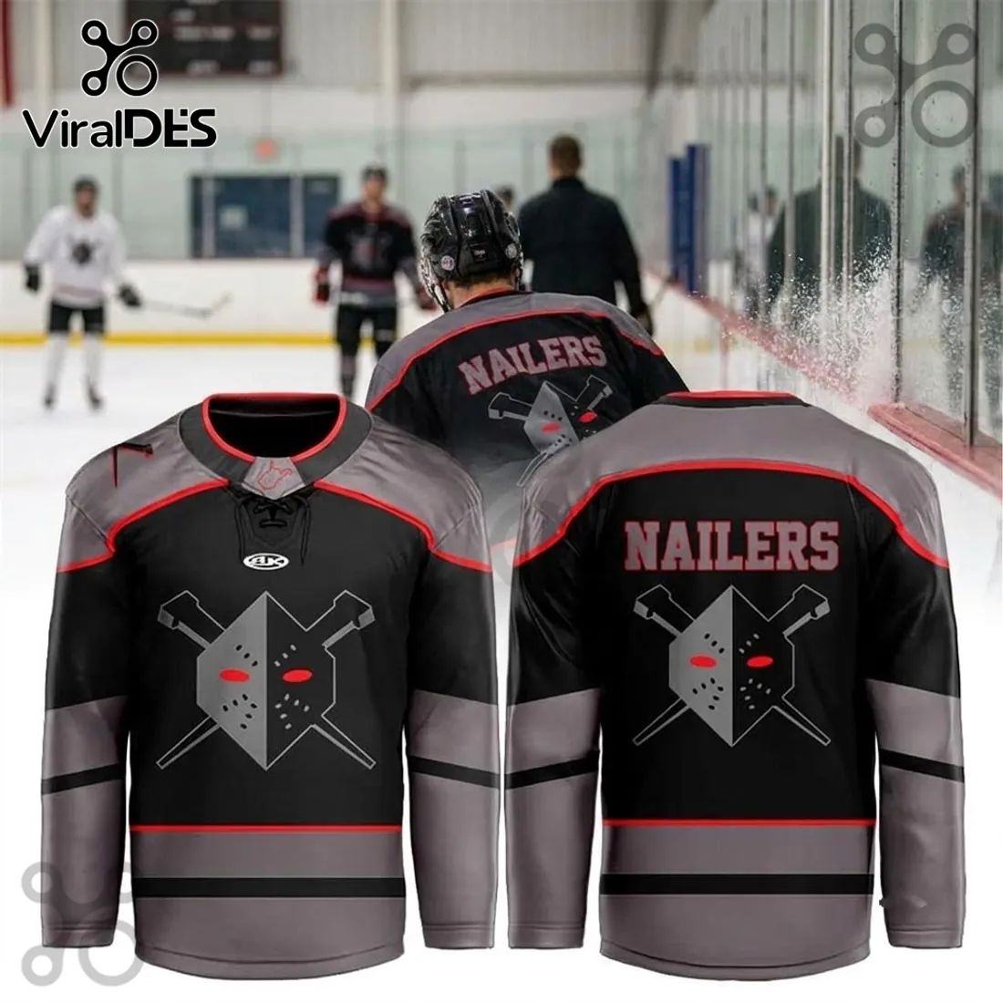 Wheeling Nailers ECHL Black Grey Alternate Hockey Jersey