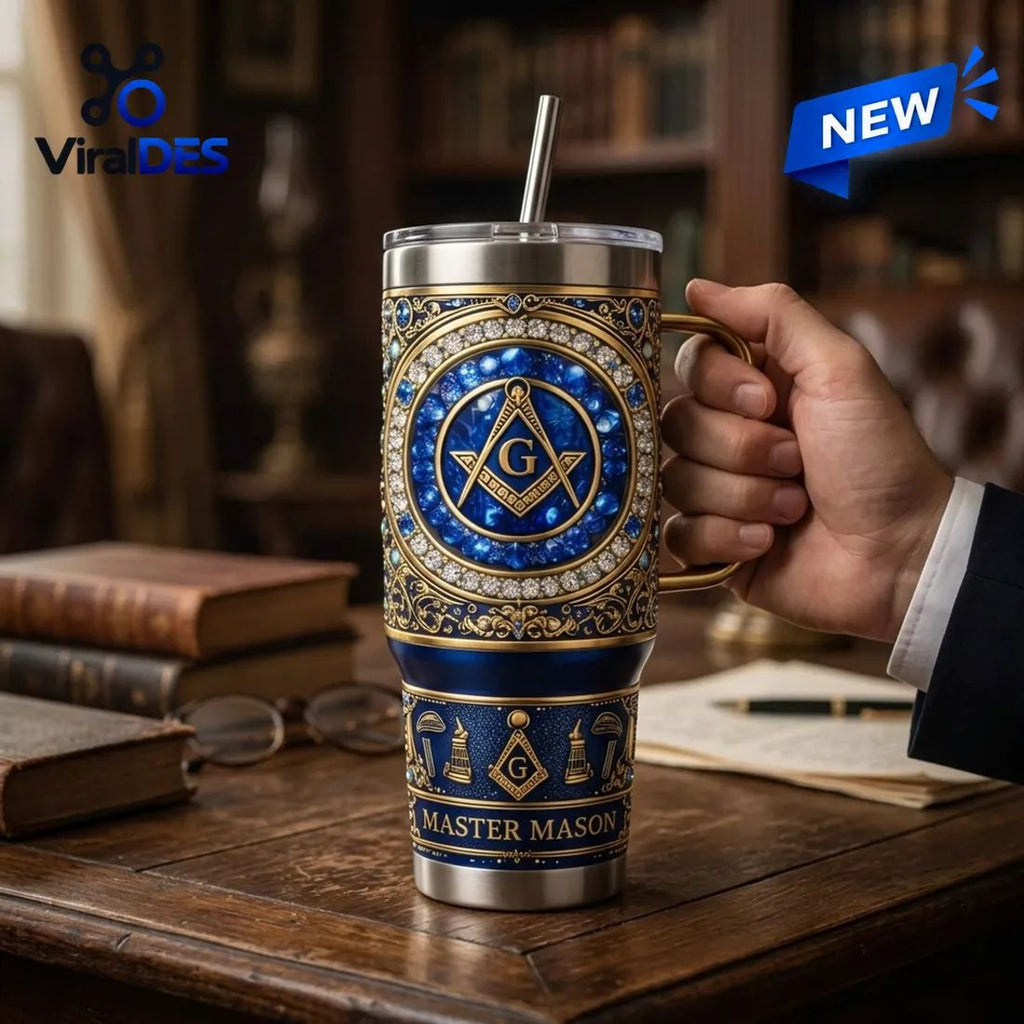 Master Mason Blue Gold Stanley Tumbler