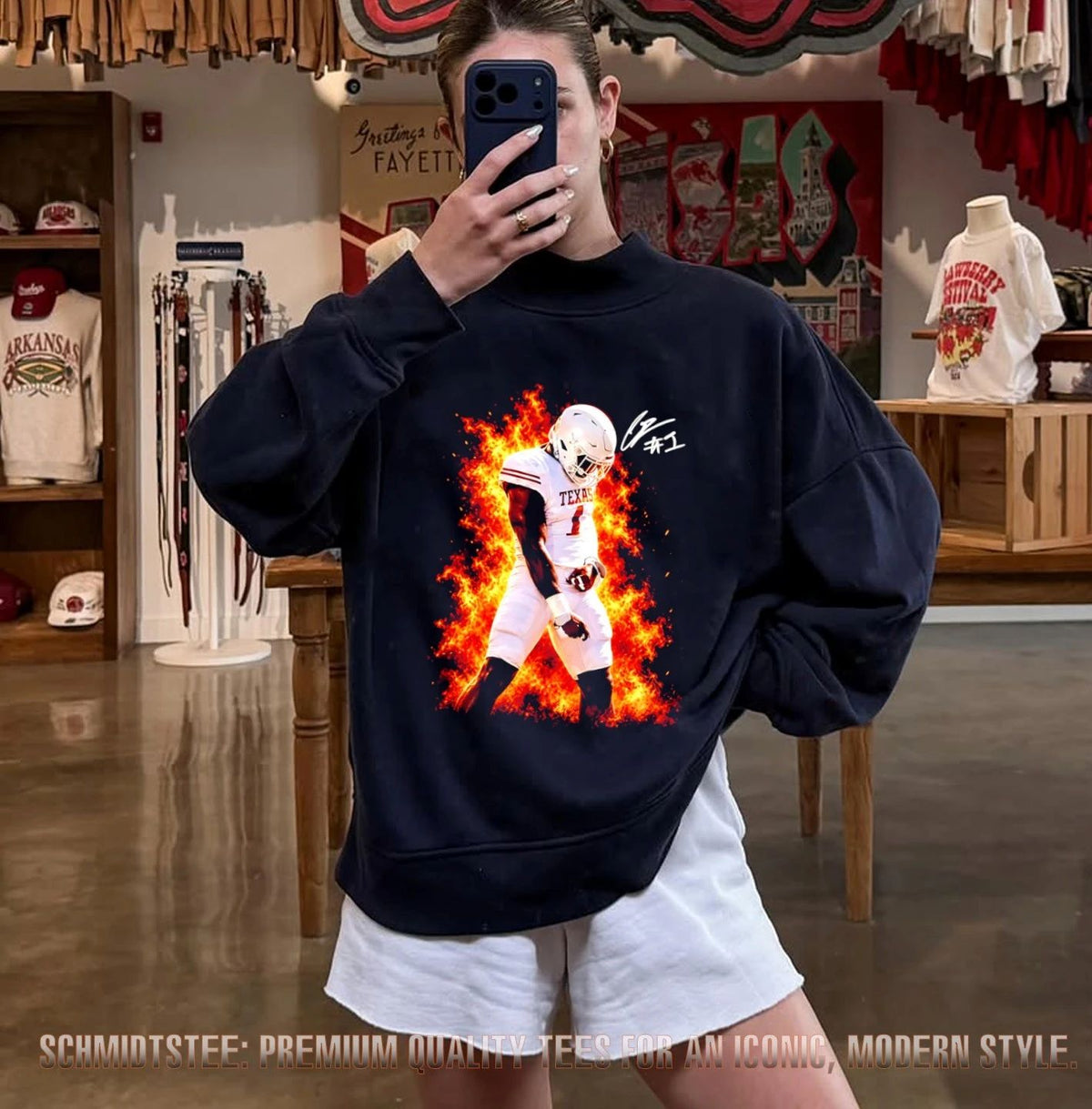 Colin Simmons Texas Longhorns Celebrating Fire signature shirt