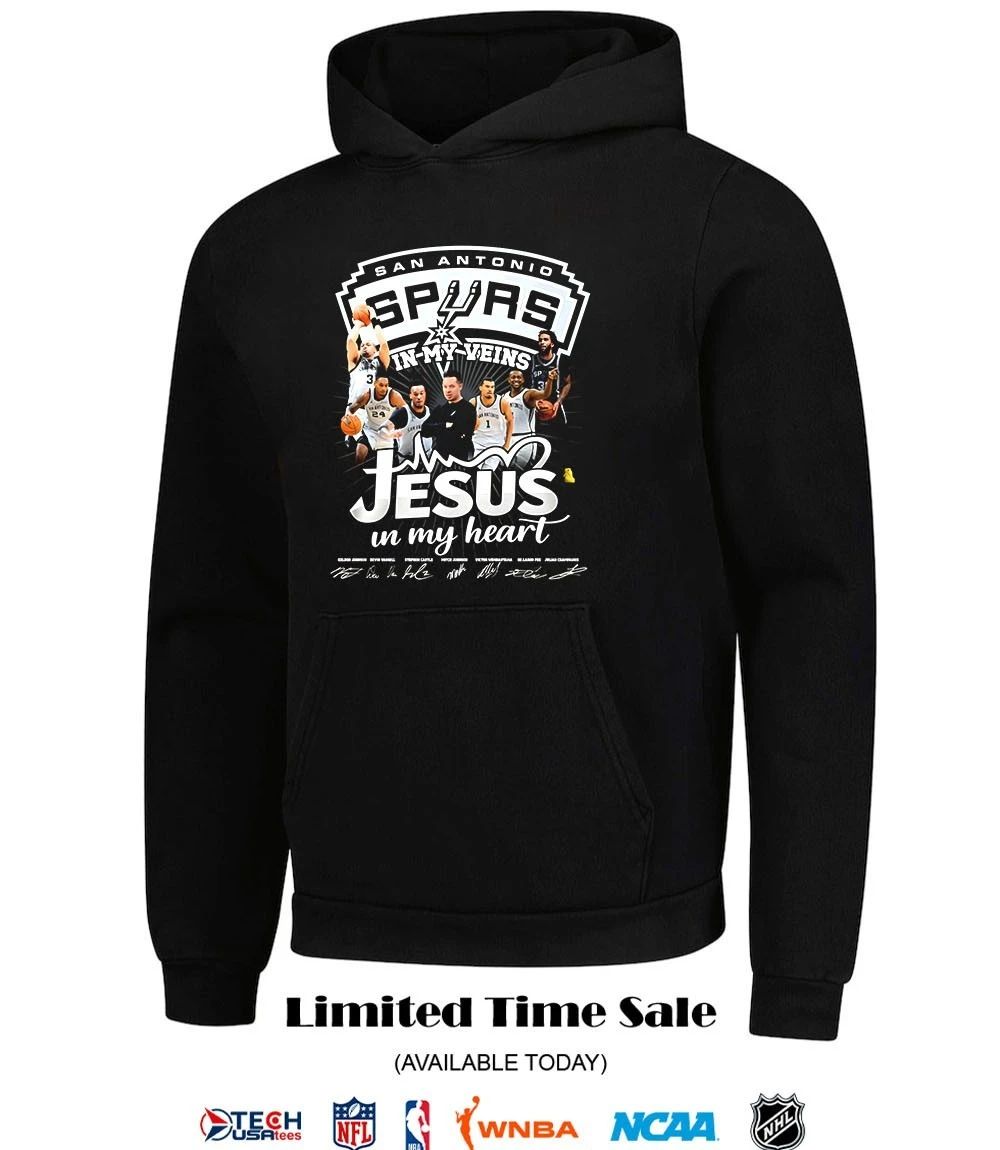 San Antonio Spurs in my veins Jesus in my heart signatures shirt
