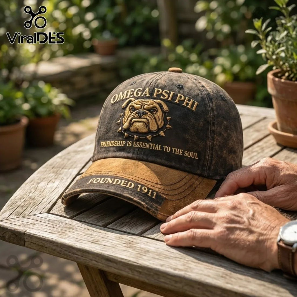 Omega Psi Phi 1911 Bulldog Distressed Baseball Cap