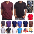 Mens T-Shirt S-5XL HEAVY Weight V-NECK Camo Plain Solid Cotton Big Size Tees
