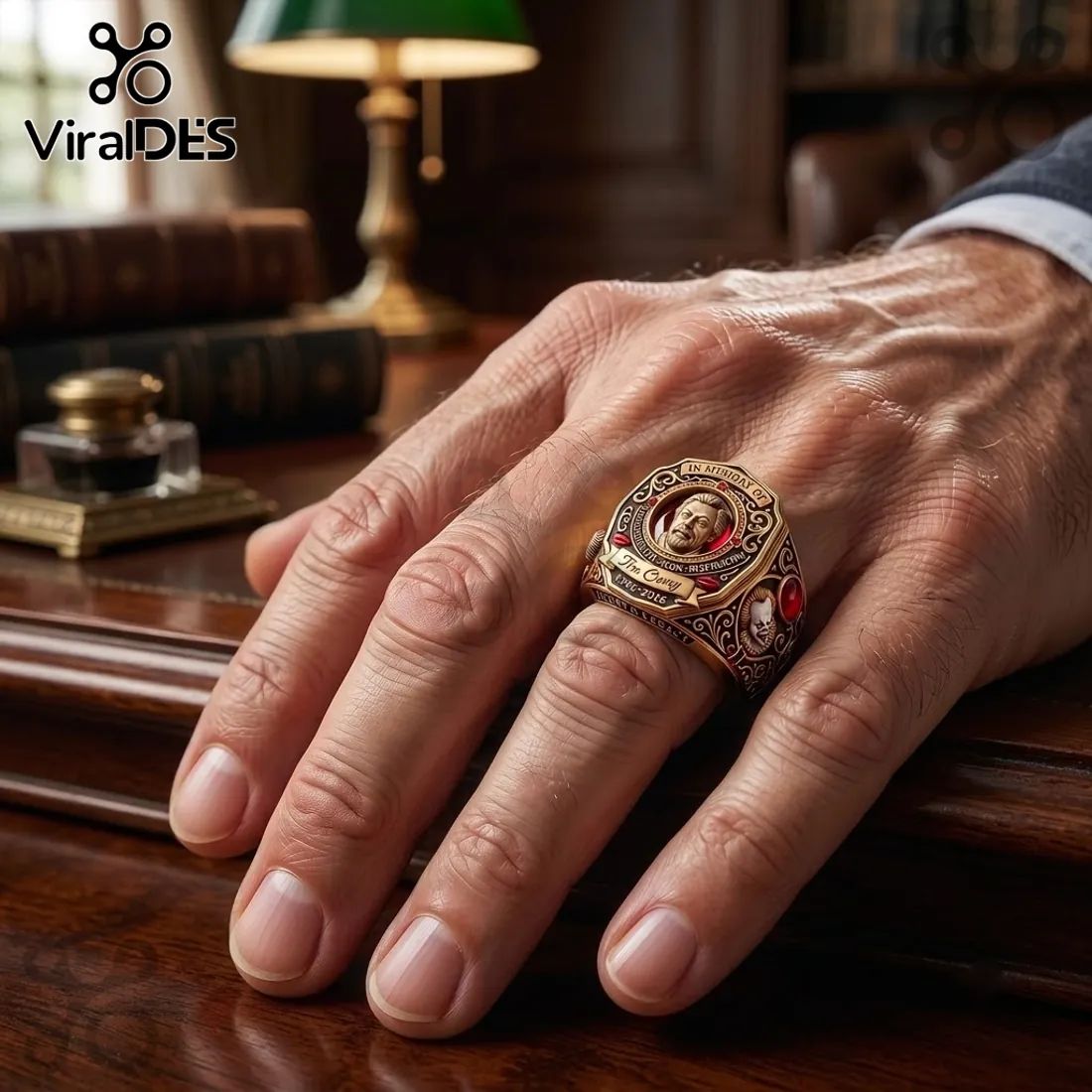 Tim Curry Pennywise Tribute Engraved Gold Ring
