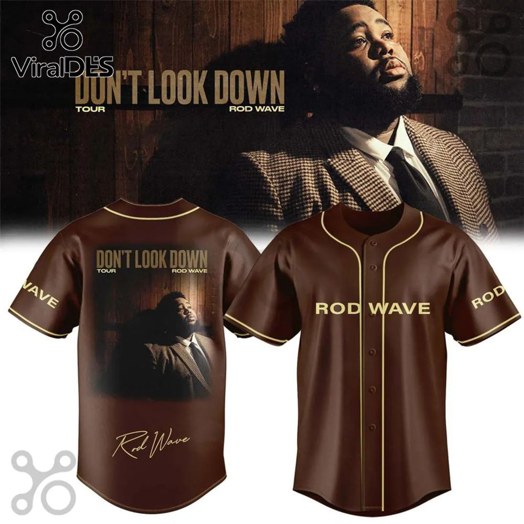 Rod Wave Don’t Look Down Tour Brown Baseball Jersey