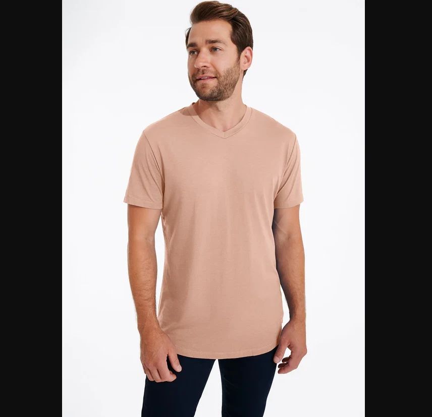 Swet Tailor NEW NWT Mens Medium Pink Softest V Neck Tee T Shirt Athletic