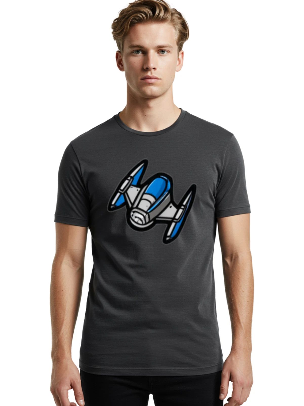 Spaceship Mens Graphic Tee, 100% Cotton, Casual Summer Wear