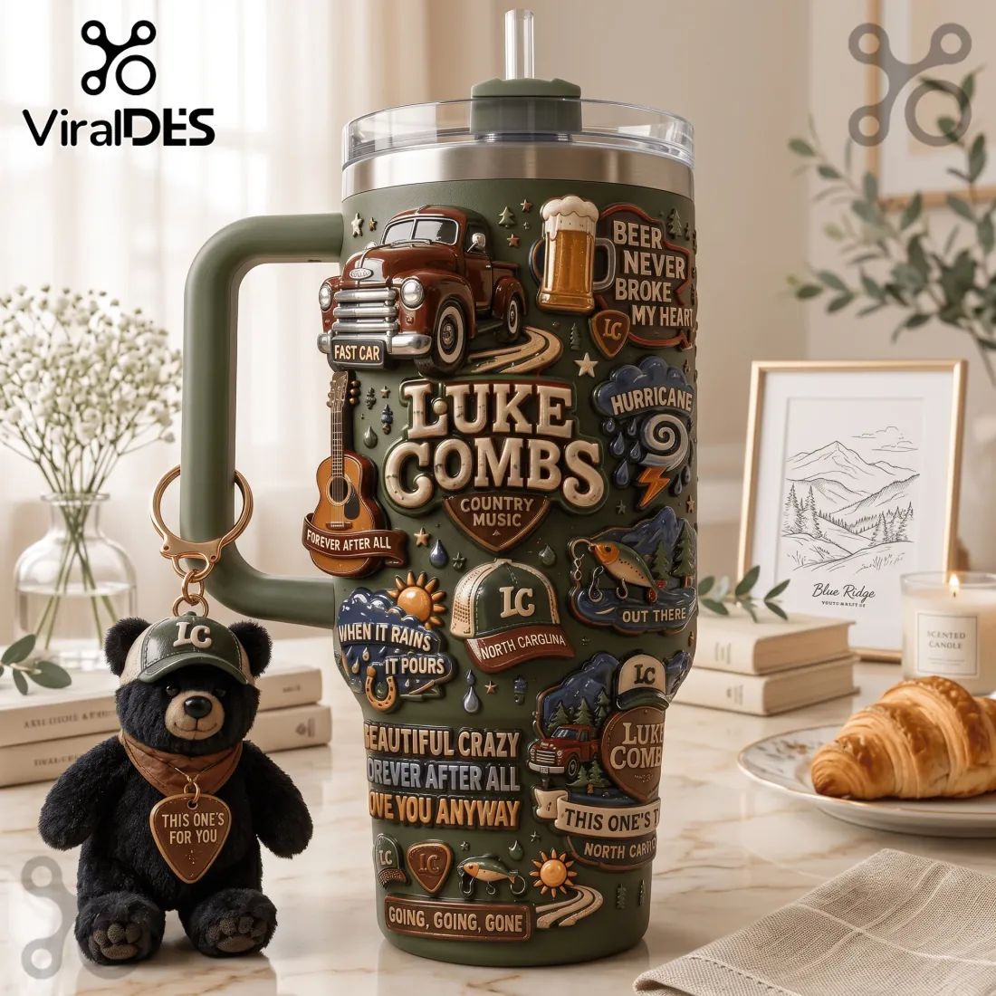 Luke Combs Embossed Green 40oz Tumbler