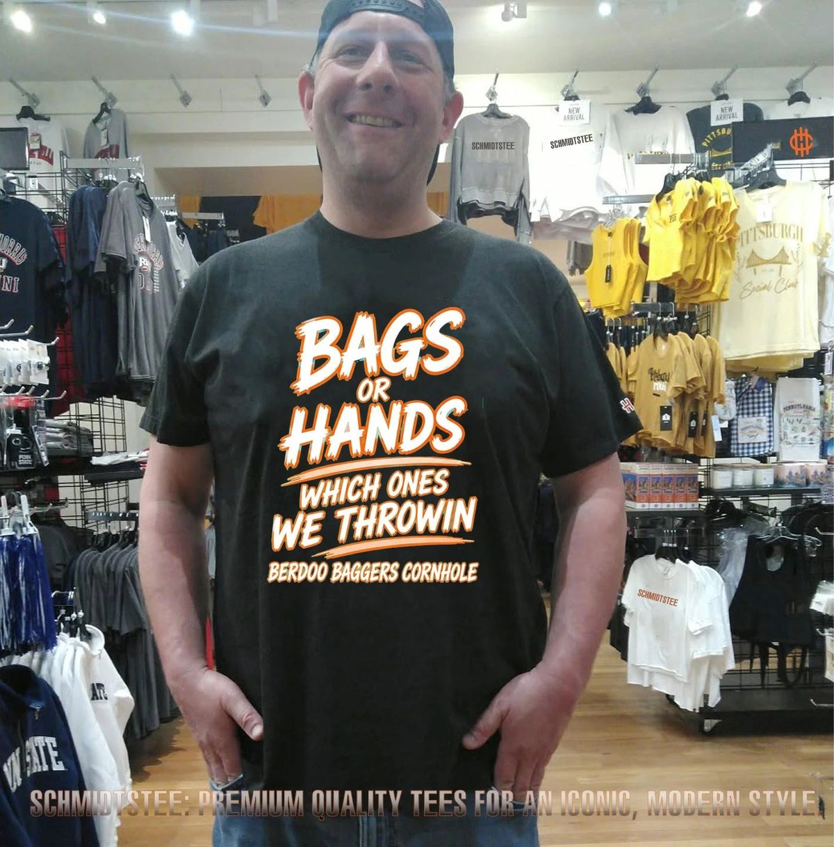 Miami Dolphins bags or hands which ones we throwin berdoo baggers cornhole shirt