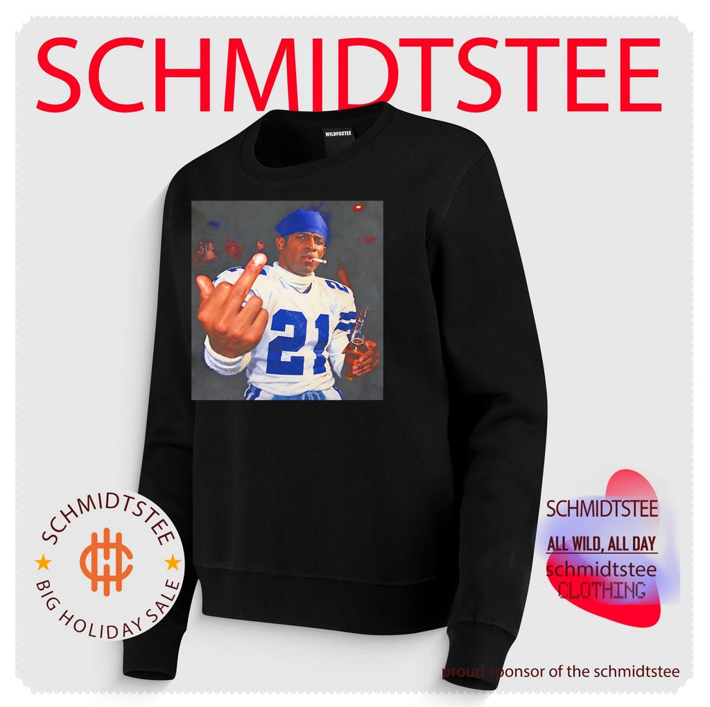 Deion Sanders Dallas Cowboy holding beer middle finger shirt