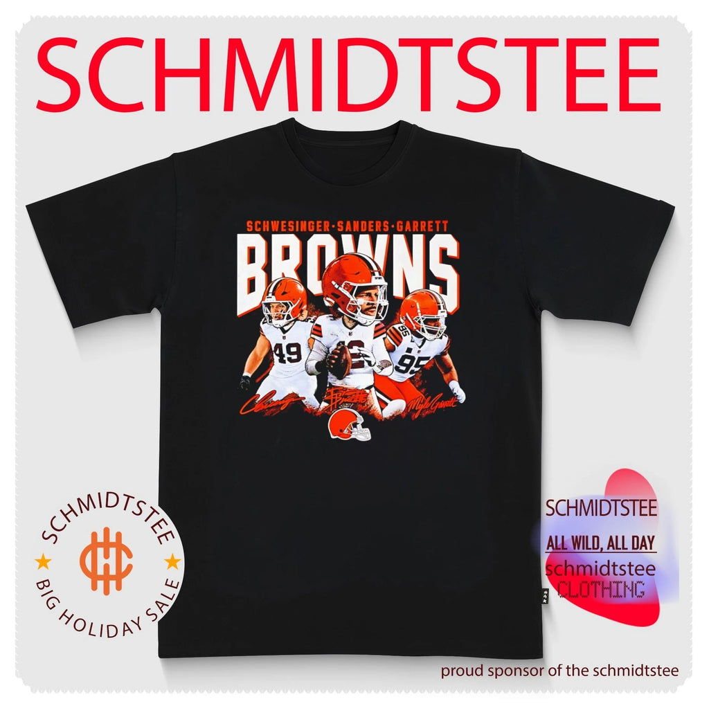 Cleveland Browns Schwesinger Sanders Garrett Caricature signature shirt