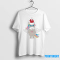 Winged Unicorn Santa Hat Pink Heart Holiday Christmas Tshirts Sweater