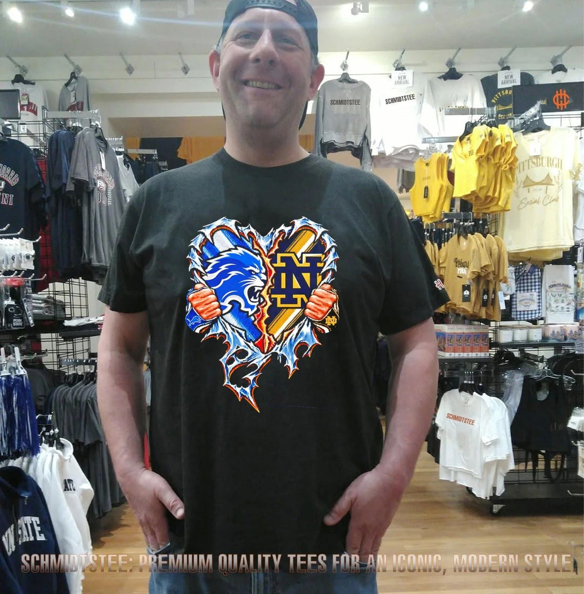 Detroit Lions and Notre Dame Fighting Irish Heart Ripped shirt