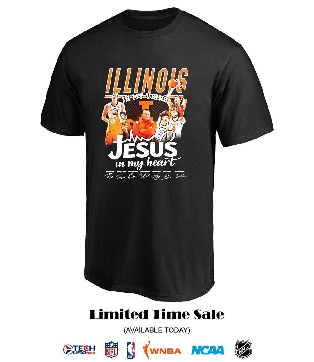 Illinois Fighting Illini in my veins Jesus in my heart signatures shirt