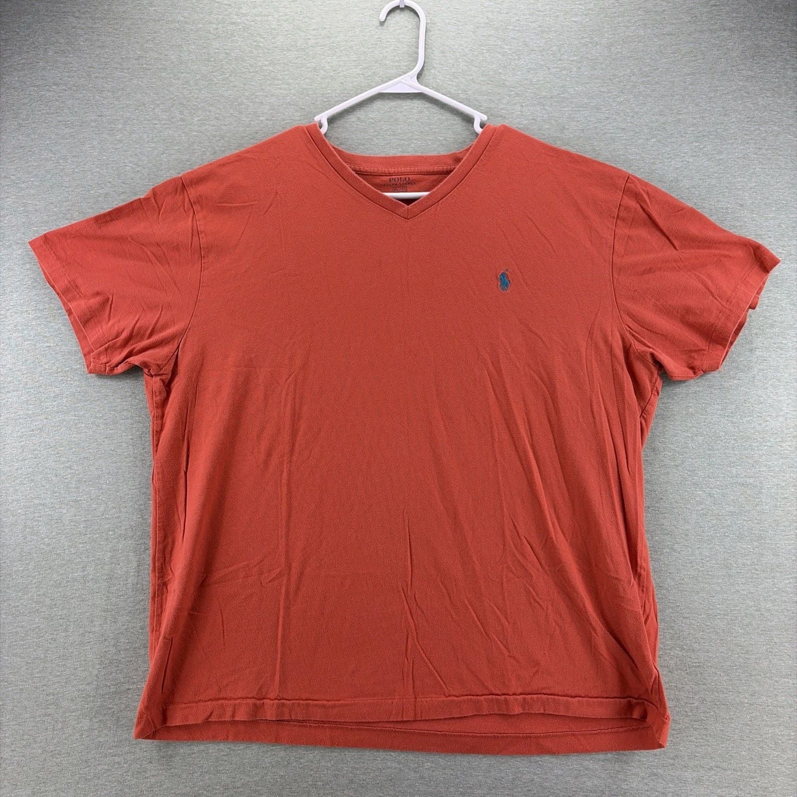 Polo Ralph Lauren V Neck Short Sleeve Shirt Mens Size XL Soft Orange
