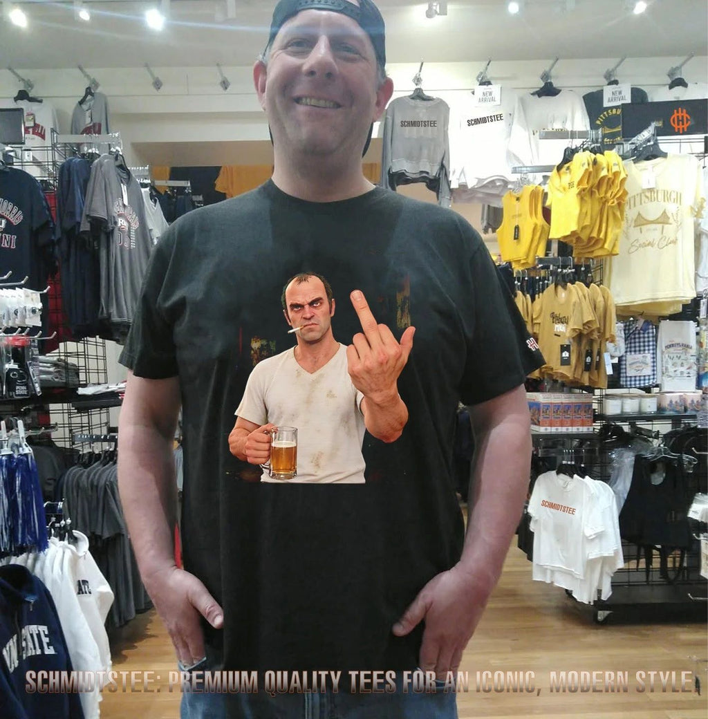 Trevor Philips GTA middle finger smoking and beer shirt