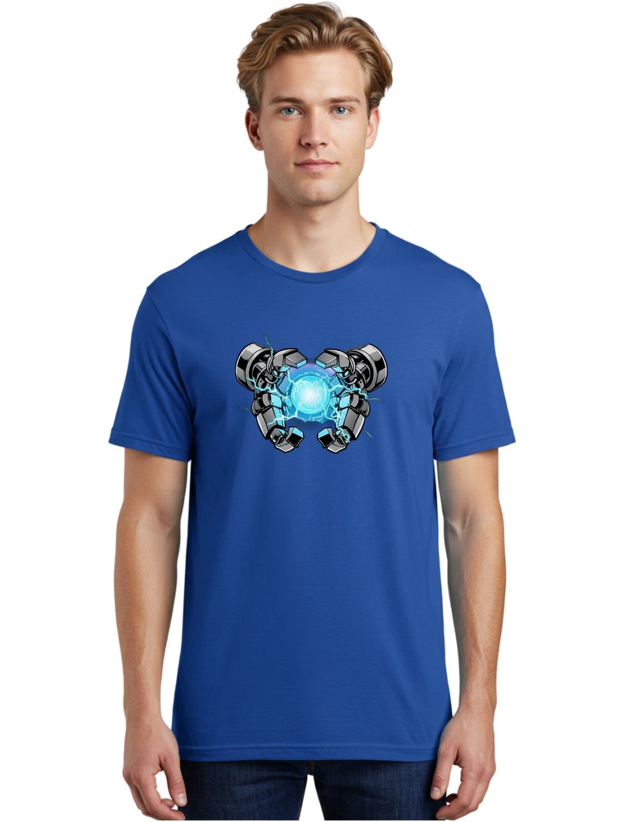 Robot-Hands Mens Graphic Tee, 100% Cotton, Casual Summer Wear