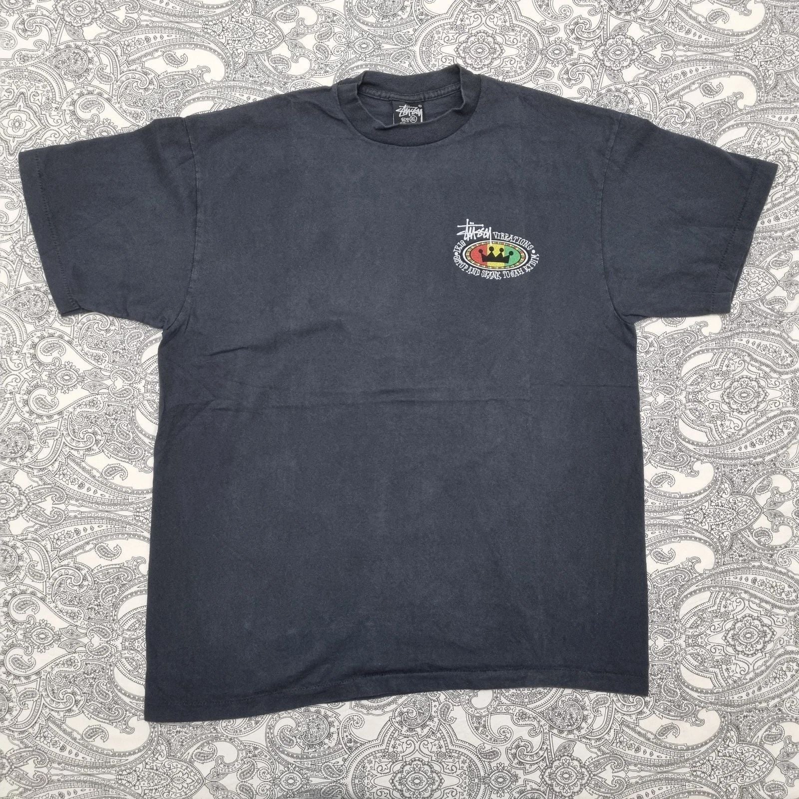 Vintage Stussy T Shirt Size XL Irie Vibrations Get Up And Skank Print