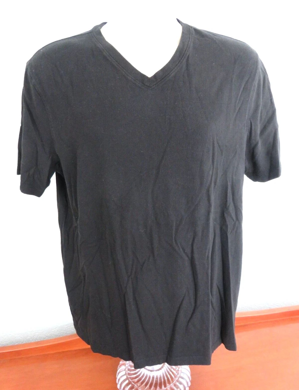 Perry Ellis Men's Black Short Sleeve Pullover Shirt Size Large