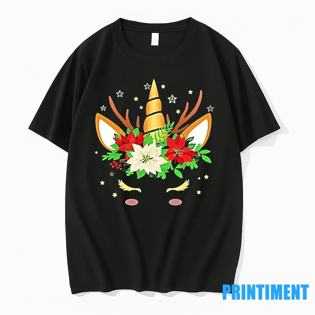 Floral Antler Unicorn Christmas Lights Tshirts Sweater
