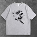 Unisex Smoking Cat Oversized T Shirt Gray Y2K Grunge Streetwear S-2XL