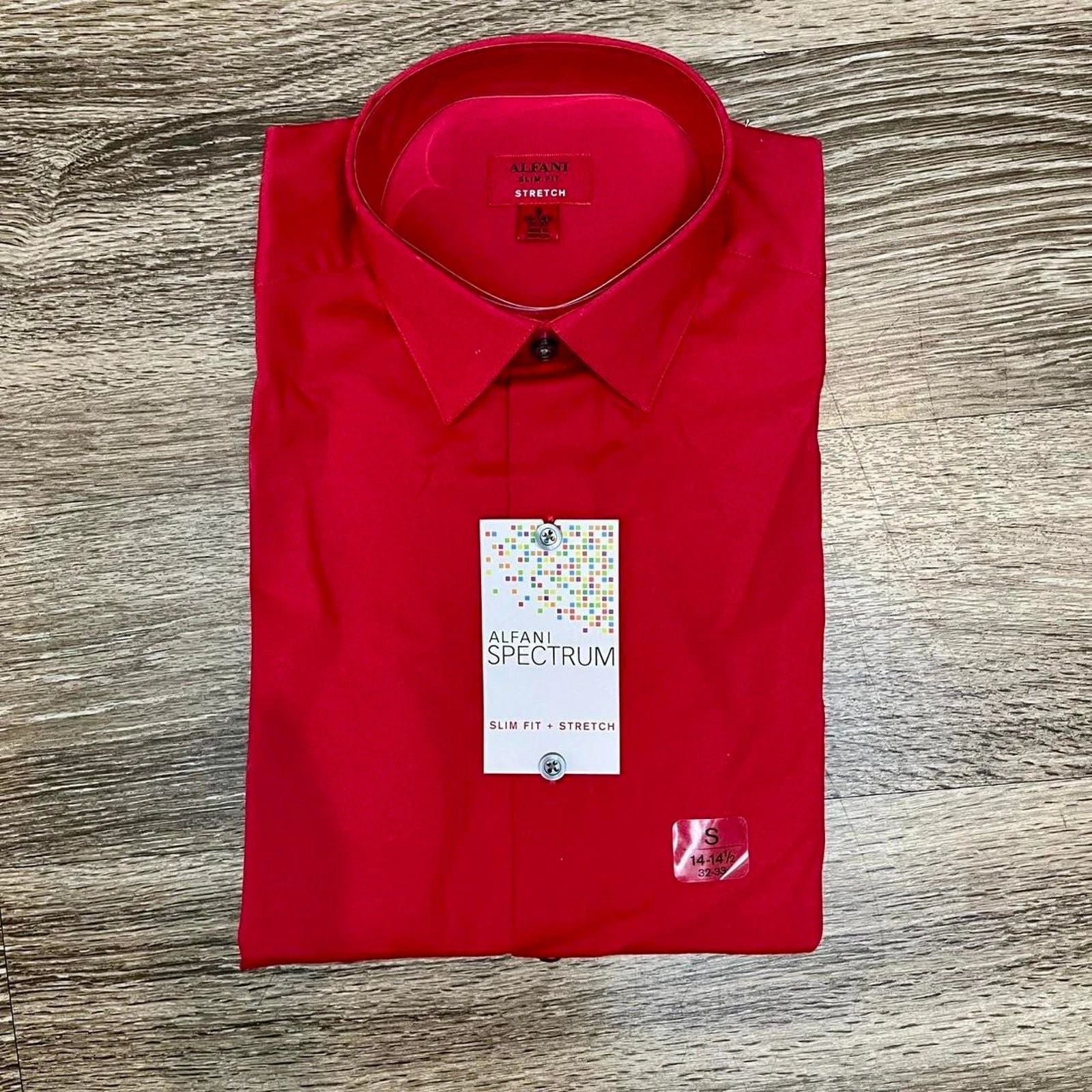 Red Alfani Slim Fit Stretch Dress Shirt Sz Small NEW WITH TAG