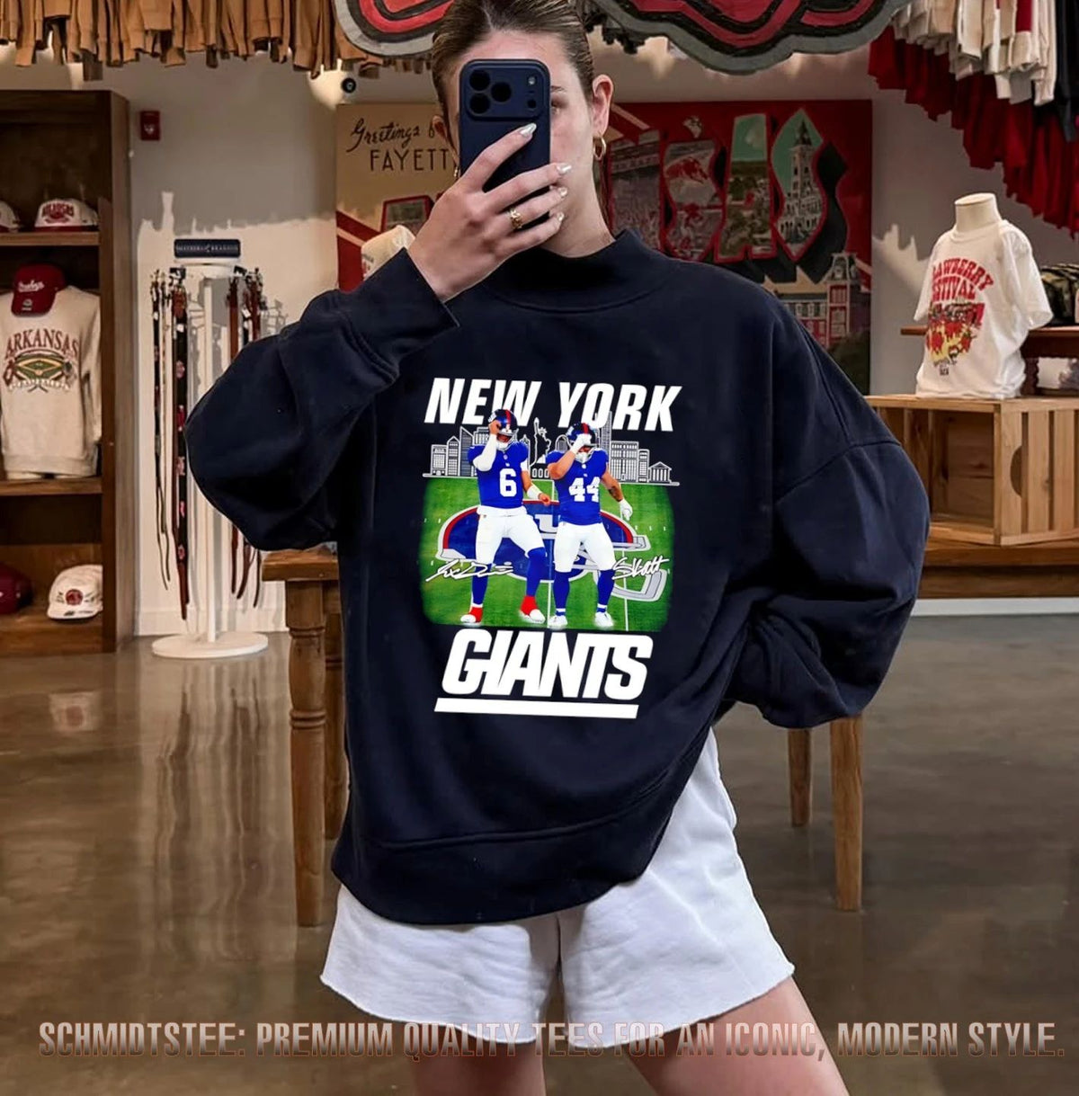 Jaxson Dart And Cam Skattebo New York Giants signature stadium shirt
