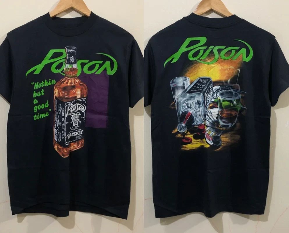 Vintage Poison Whiskey T-Shirt Tour Concert Unisex All Size