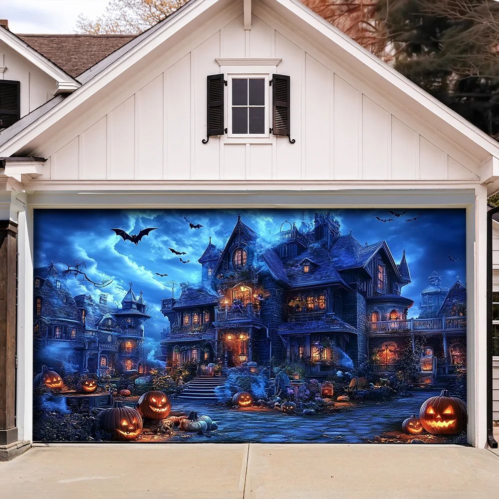 Haunted Halloween Estate Halloween Garage Door Banner
