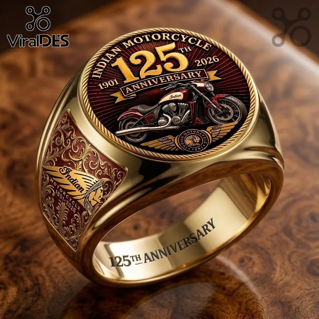 Indian Motorcycle 125th Anniversary Gold Ring