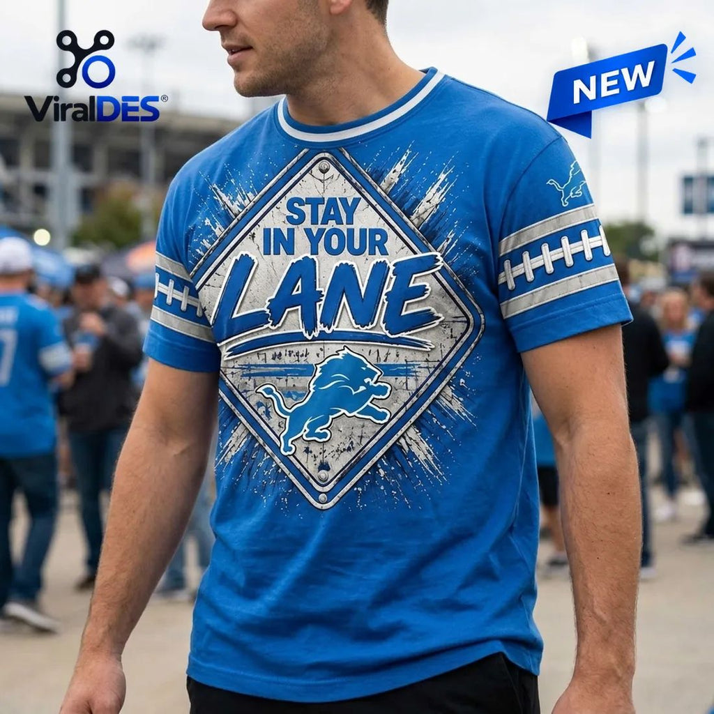 Detroit Lions Logo Football Street Sign T-Shirt