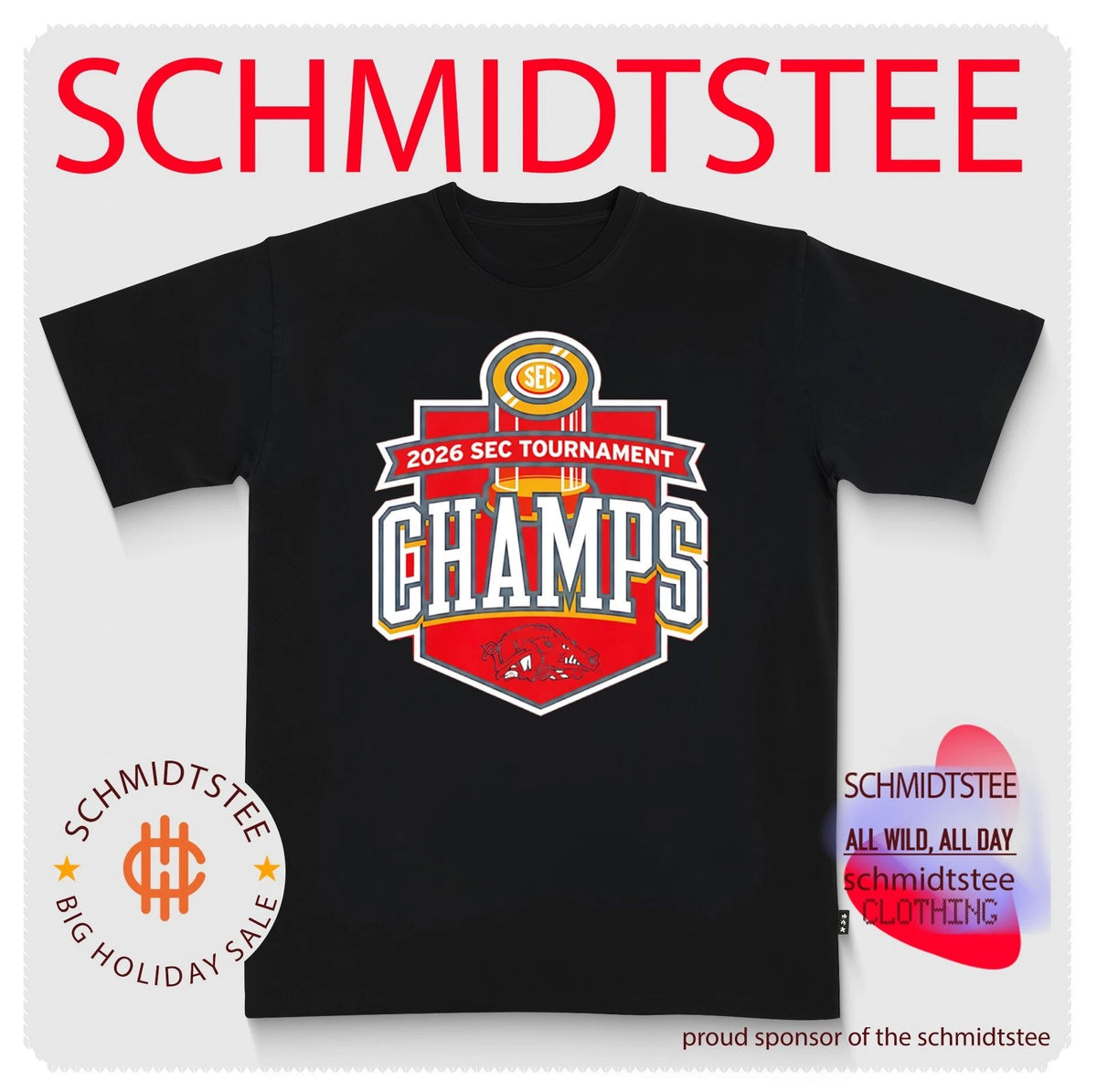 Arkansas Razorbacks SEC Tournament Champs 2026 logo shirt