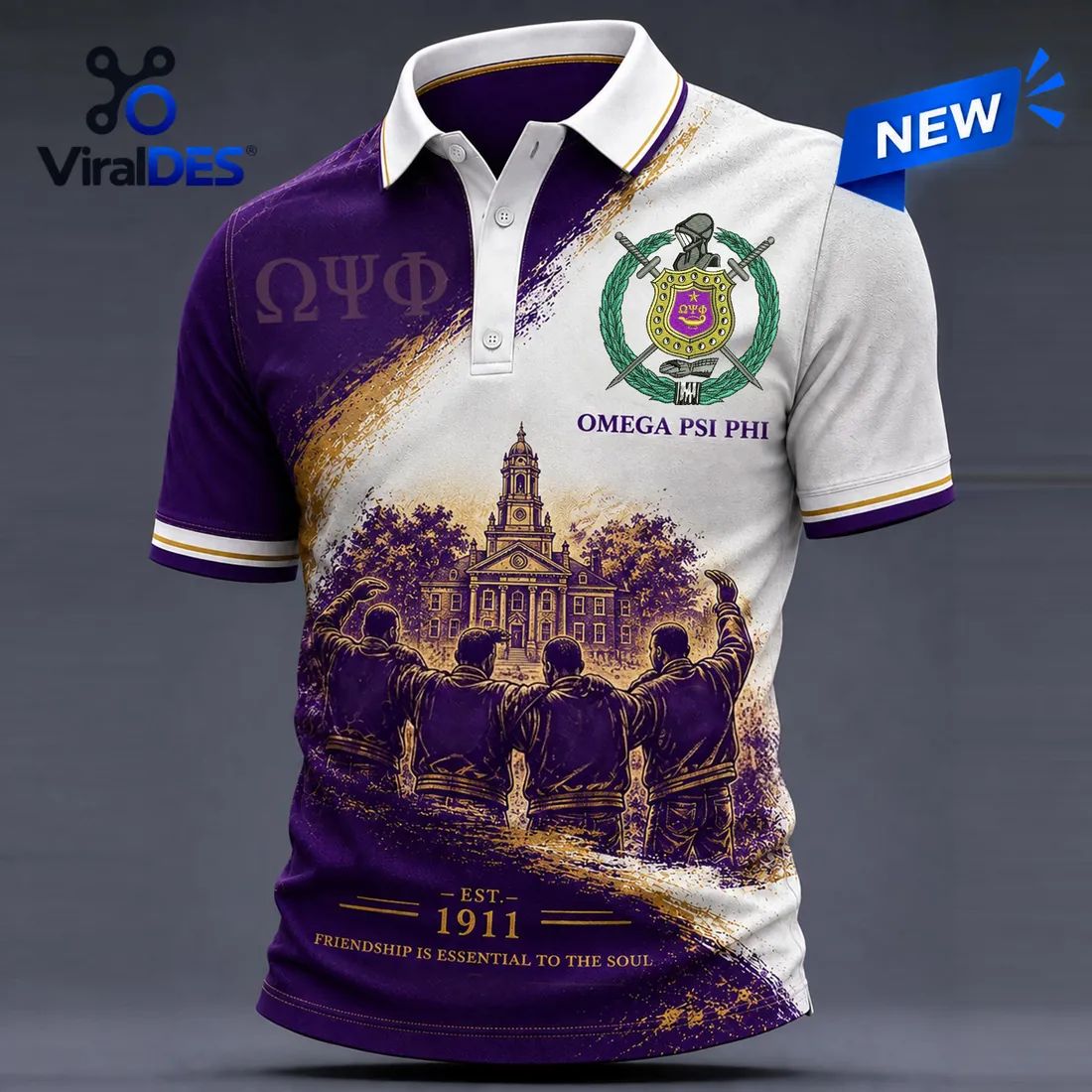 Omega Psi Phi Fraternity Crest Polo Shirt