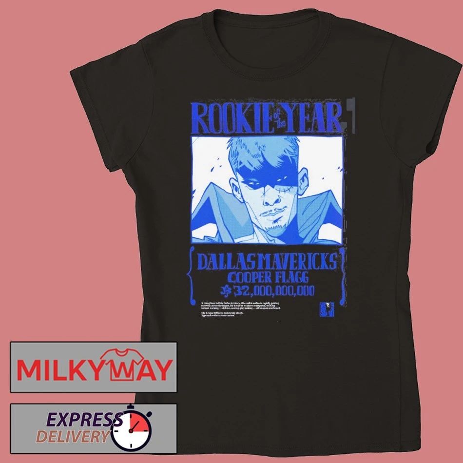 Cooper Flagg Dallas Mavericks Rookie Of The Year Bounty Wanted T-Shirt